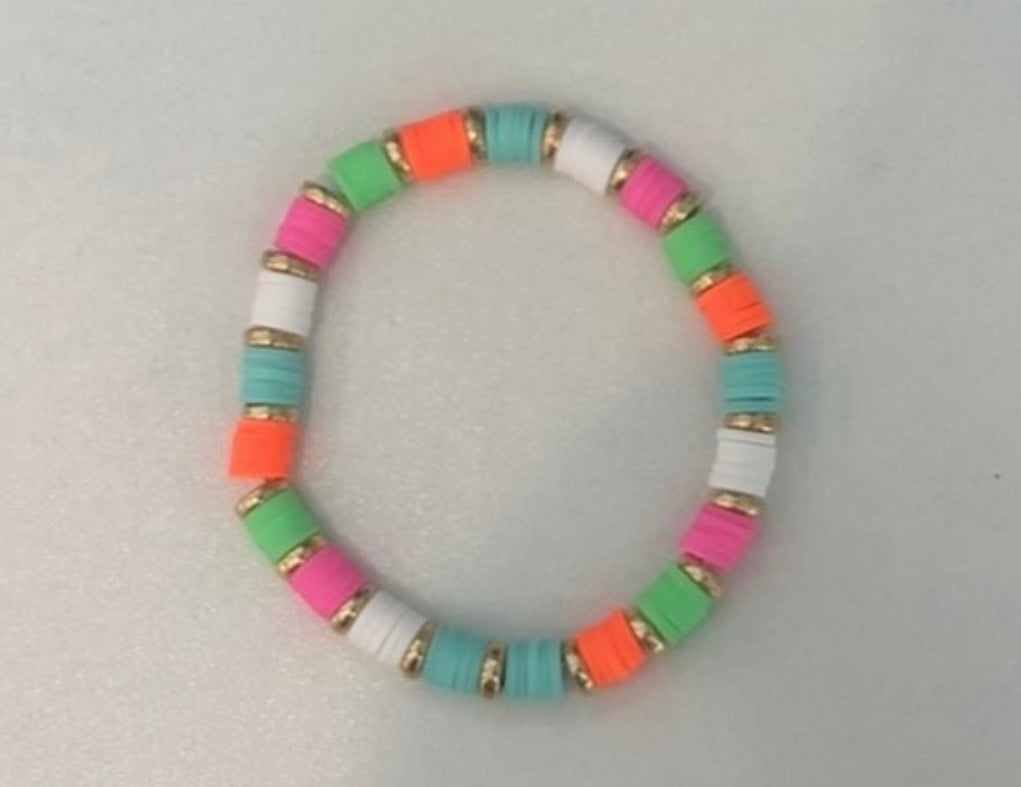 Neon party clay bead bracelet ￼