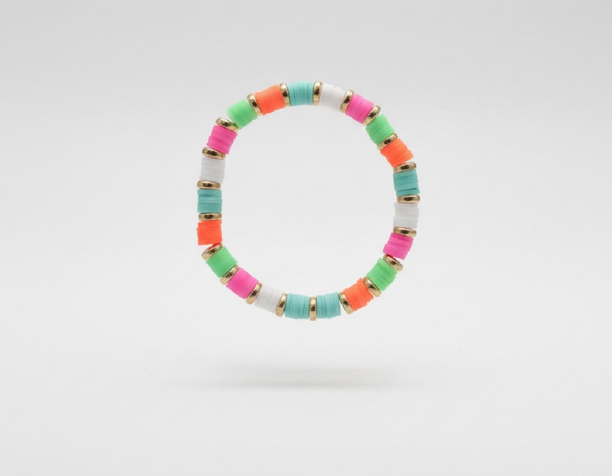 Neon party clay bead bracelet ￼